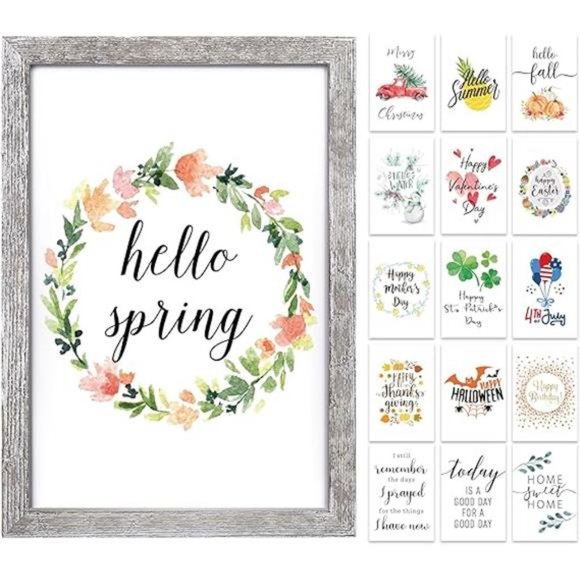 Farmhouse Wall Decor For Spring Decoration w/ 16 Interchangeable Holiday Sayings - Picture 8 of 8